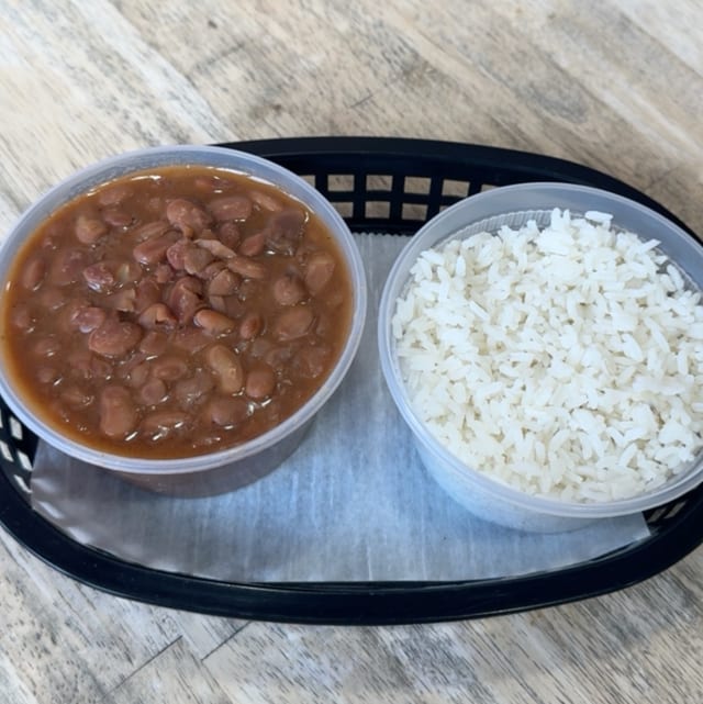 White Rice and Pinto Beans.