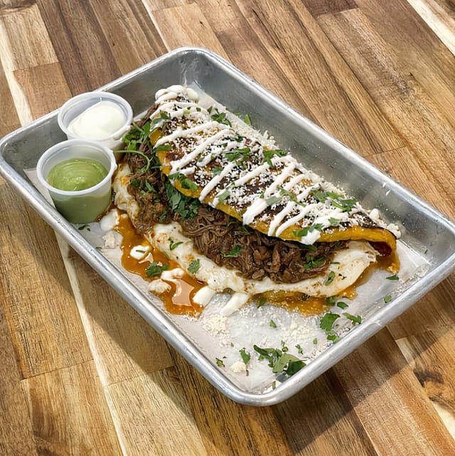 Carne Mechada (Shredded Beef) Cachapa.